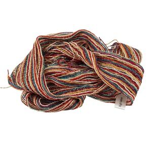 Boho Metallic Gold Striped Knit Skinny Scarf Multicolor Y2K Whimsigoth 80"